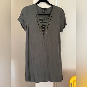 Forever 21 Green Lace-Up Dress